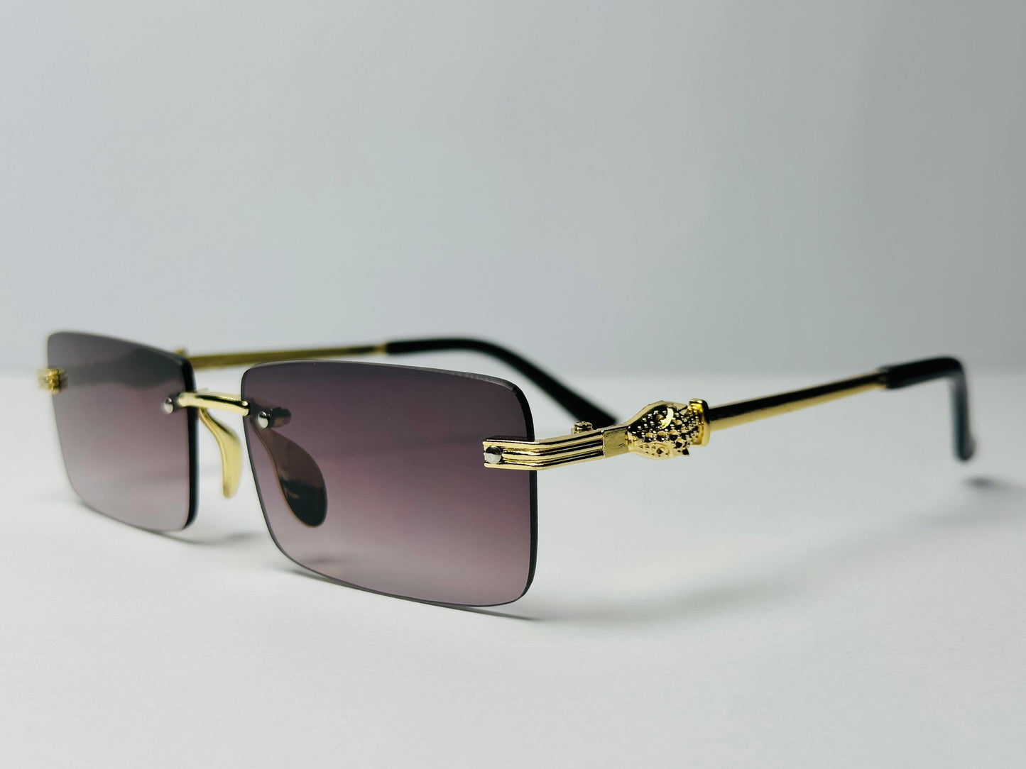 KARAN AUJLA STYLE RIMLESS FRAME GLASSES BROWN SHADE