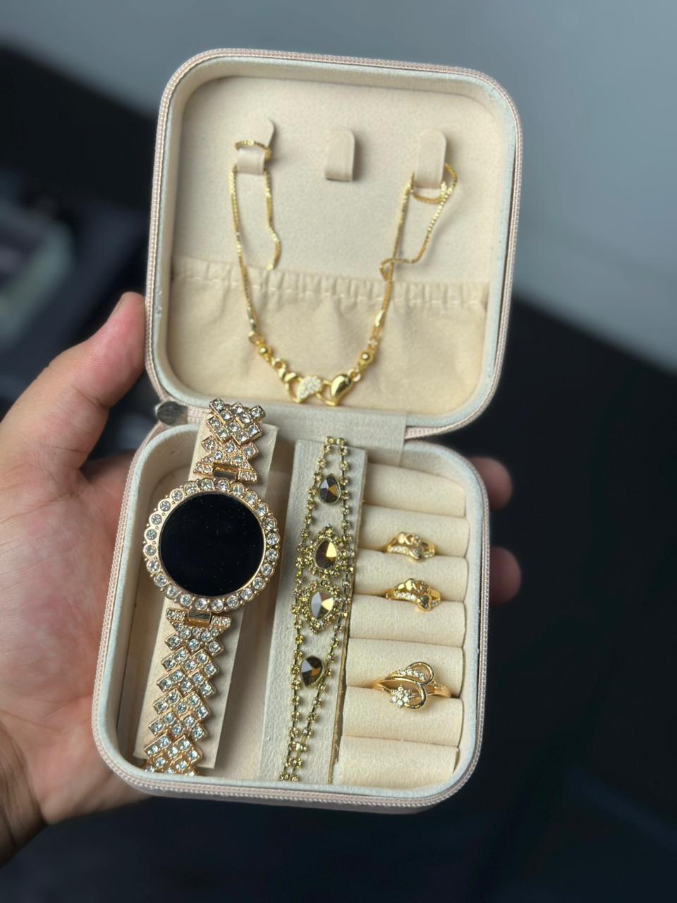 Jewlery Box 5in1 - Bracelet watch- Ring -Necklace-Bracelet-Earings