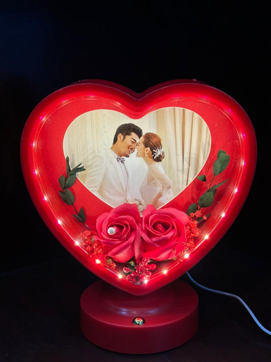 Custom Heart LED Photo Frame – Romantic Anniversary & Wedding Gift