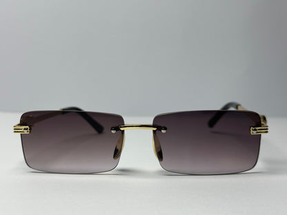 KARAN AUJLA STYLE RIMLESS FRAME GLASSES  BROWN SHADE