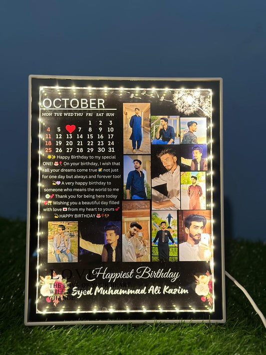 Personalized LED Photo Frame – Calendar Birthday Gift