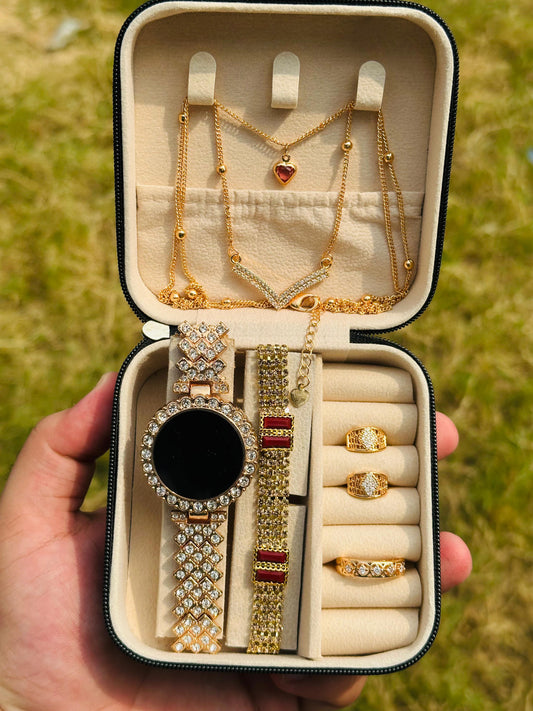 Jewlery Box 5in1 - Bracelet watch- Ring -Necklace-Bracelet-Earings