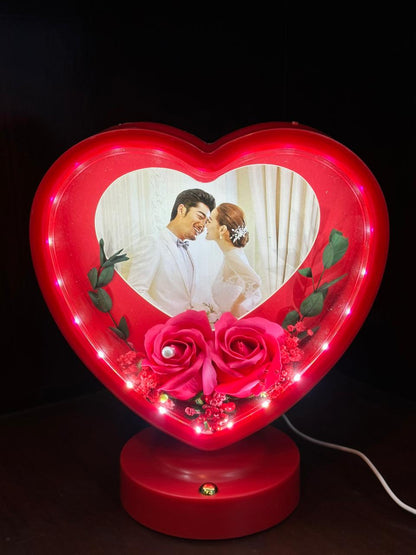 Custom Heart LED Photo Frame – Romantic Anniversary & Wedding Gift