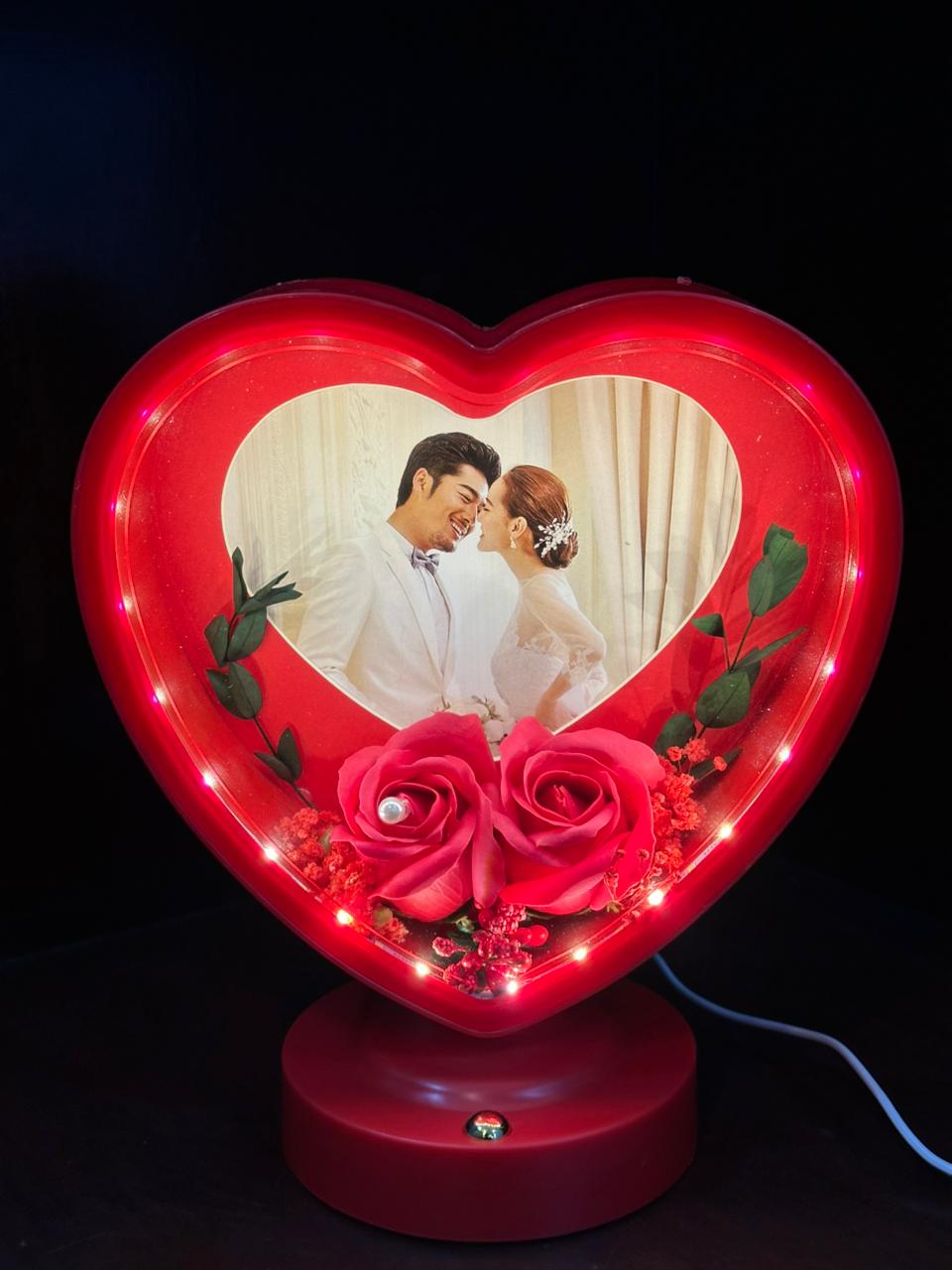 Custom Heart LED Photo Frame – Romantic Anniversary & Wedding Gift