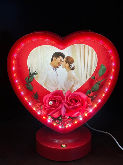 Custom Heart LED Photo Frame – Romantic Anniversary & Wedding Gift